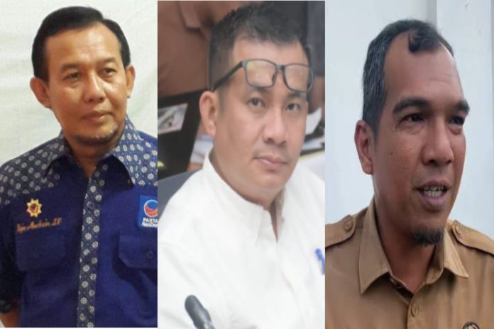 Dari kiri, Raja Muchsin, Ahmad Nasirudin dan Novrizal tiga figur yang di gadang mendampingi M Nizar di Pilkada Lingga 2024. Foto : ist