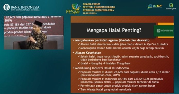 Seminar Festival Ekonomi Syariah (FESyar) Regional Sumatera 2024 bertajuk sertifikasi halal produk UMKM untuk mendukung Halal Value Chain di Indonesia di Aula Politeknik Batam pada Rabu (29/5/2024). (IST)