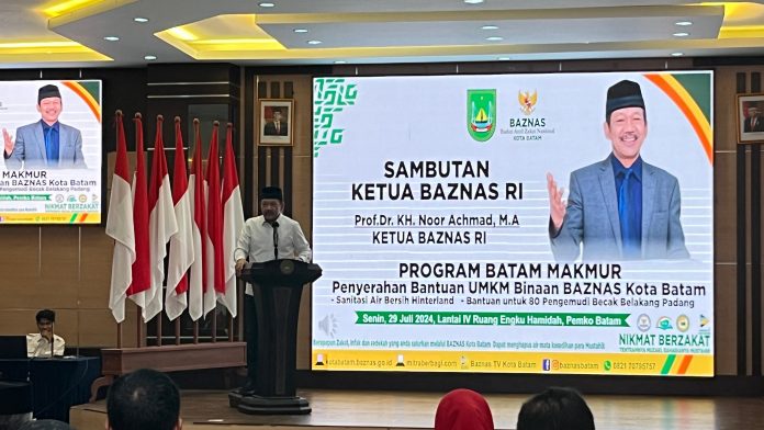 Ketua Baznas RI, Noor Achmad mengingatkan para mustahik tidak menyalahgunakan bantuan yang diberikan oleh Baznas untuk praktik judi online (judol). Hal tersebut disampaikan Noor Achmad usai menghadiri acara penyaluran Bantuan UMKM Batam Makmur, di Kota Batam, Provinsi Kepulauan Riau. (Istimewa)