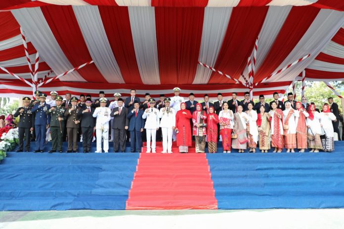 Jadi Inspektur Upacara terakhir di HUT RI, Wali Kota Batam, Muhammad Rudi berpesan kepada OPD, Sabtu (17/8/2024) (uly)