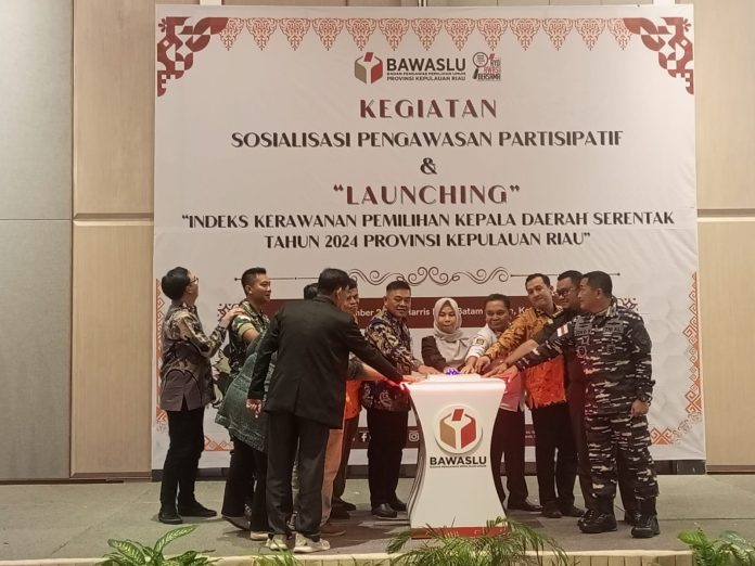Bawaslu Kepri meluncurkan IKP Kepala Daerah serentak 2024 di Hotel Harris Batam Centre, Rabu (18/9/2024)