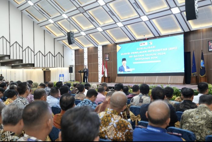BP Batam melalui Satuan Pemeriksan Intern menggelar sosialisasi Survei Penilaian Integritas (SPI) 2024. Sosialisasi ini diikuti Pejabat Eselon I, II, III dan IV BP Batam di Balairungsari, Batam Center, Rabu, (4/9/2024). (IST)