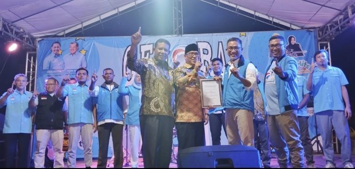 Deklarasi DPW Partai Gelora memenangkan Pasangan Ansar-Nyanyang, Sabtu malam (12/10/2023) di Polux Habibi, Batam Center, Kota Batam. (IST)