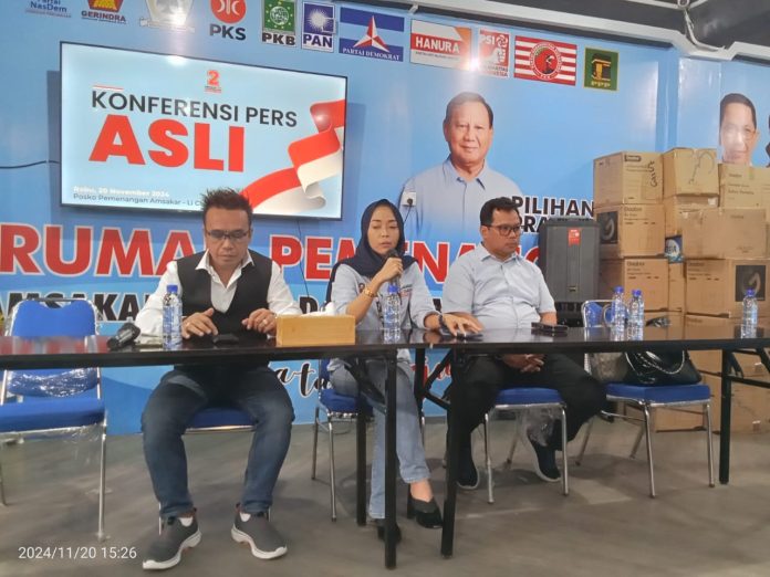 Tim kampanye pasangan calon (paslon) nomor urut 2 Amsakar Achmad - Li Claudia Chandra (ASLI) menampik adanya isu keterlibatan tim Asli dalam pemberhentian debat putaran kedua wali kota dan wakil walikota Batam pada Jumat (15/11/2024) lalu. (uly)