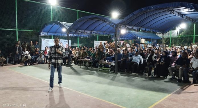 Kedatangan Calon Wali Kota Batam nomor urut 2 Amsakar Achmad disambut Kesenian Kuda Lumping di Kampung Sukadamai, Tanjung Piayu, Seibeduk, Rabu (20/11/2024). (Ist)