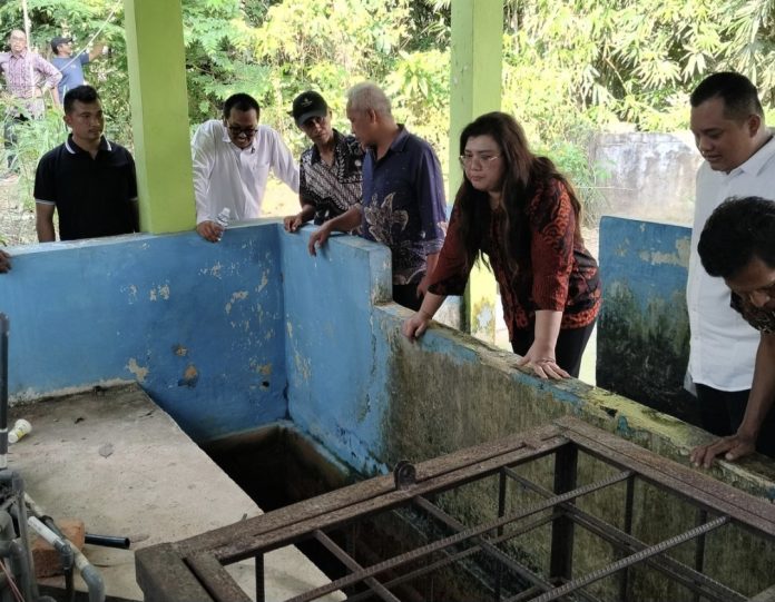 Anggota Bidang Pelayanan Umum, Ariastuty Sirait melakukan peninjauan distribusi air bersih di Kampung Tua Piayu Laut, pada Rabu (7/5/2025). (Humas BP Batam)