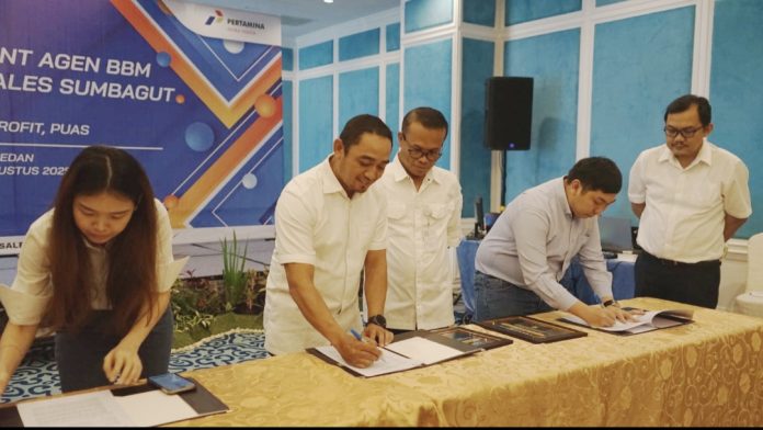 PT Pertamina Patra Niaga Regional Sumatera Bagian Utara (Sumbagut) menggelar Refreshment Keagenan Corporate Sales di Medan, yang diikuti oleh seluruh agen Bahan Bakar Minyak (BBM) dari berbagai wilayah Sumbagut. (Istimewa)
