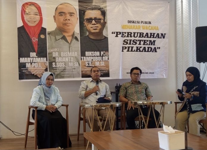 Diskusi Bertajuk Menakar Wacana Perubahan Sistem Pilkada di Batam, Kepri, Selasa (24/2/2026). (Istimewa)