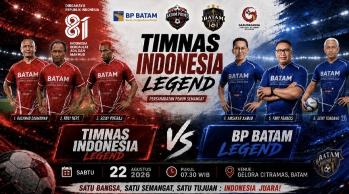 Sejumlah legenda Timnas Indonesia dijadwalkan turun ke lapangan dalam rangka Batam International Football Series 2026 pada 22–23 Agustus 2026. (Istimewa)