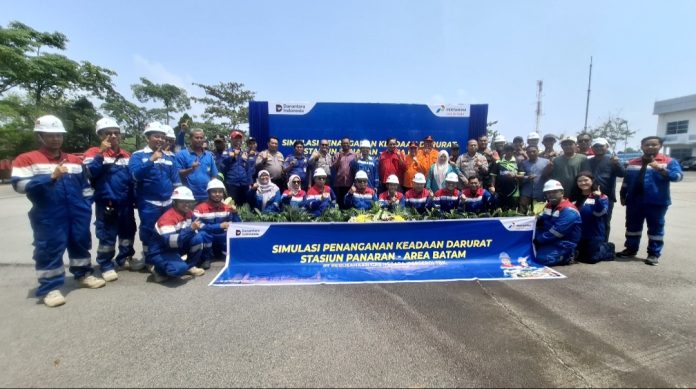 PT Perusahaan Gas Negara (PGN) menggelar simulasi penanganan keadaan darurat di Stasiun Panaran, Tembesi, Sagulung, Selasa (8/9/2026) pagi. (uly)