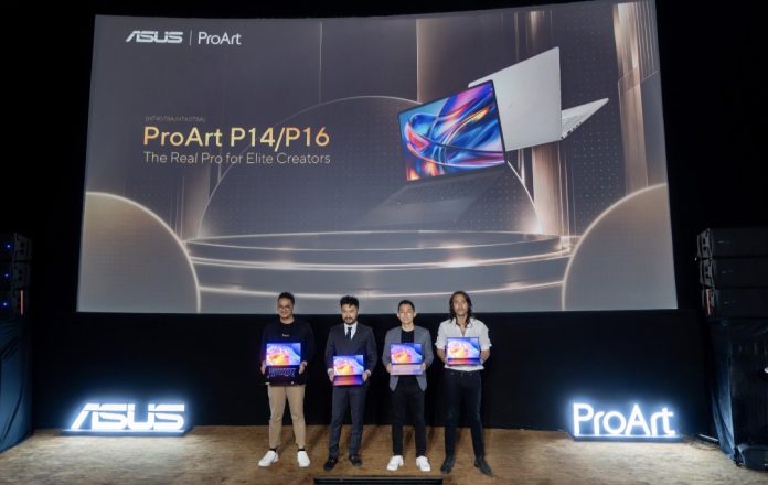 1. Adrian Pradipta - Technical Public Relations, ASUS Indonesia 2. ⁠Rudy Salim - CEO PRESTIGECORP 3. ⁠Lenny Lin - Country Manager, ASUS Indonesia 4. Marcello Tahitoe, Top Indonesian Singer (Istimewa)